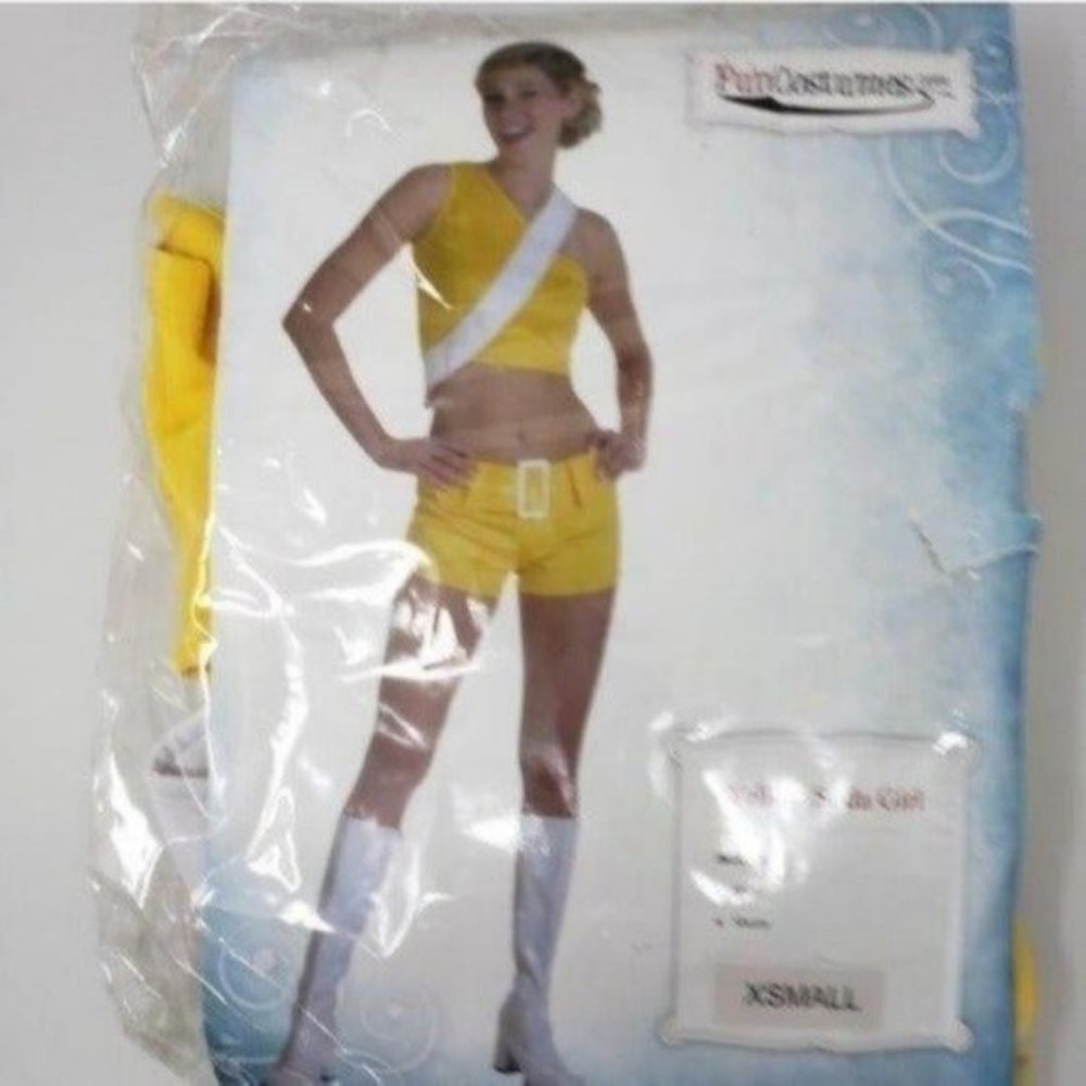 WOMENS 60s Sexy Shorts Halloween Costume XS Soda Shop Yellow Retro New